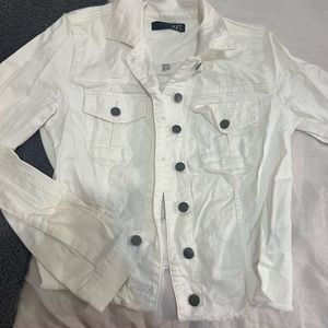 Kut from the Kloth Frayed White Denim Jacket